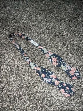 Floral Self-Tie Bow Tie in Navy with Pink Flowers